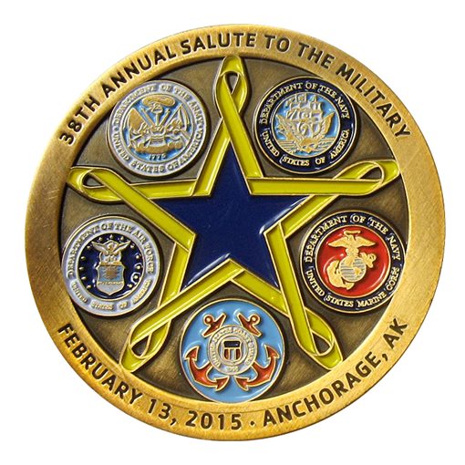 38th Annual Salute to the Military Antique Gold Collection Challenge Coin Plating