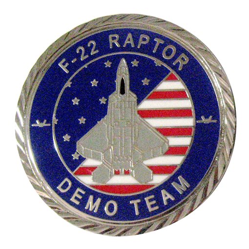 F-22 Raptor Demo Team Shiny Silver Nickel Plated Challenge Coin