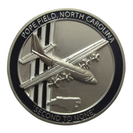 Pope Field North Carolina Satin Silver Plated Challenge Coin