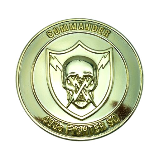 493 FS Commander Shiny Gold Plated Challenge Coin