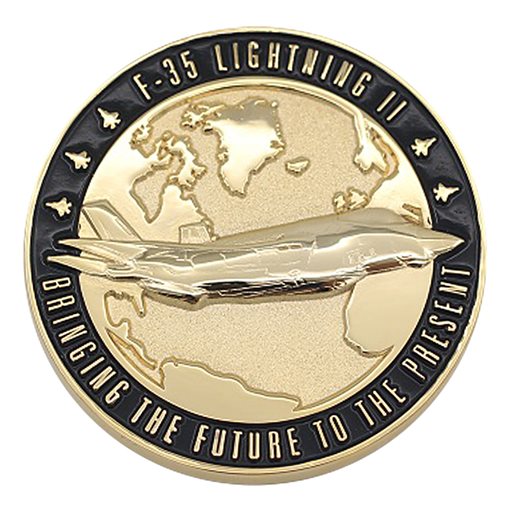 F-35 Lightening II Lockheed Shiny Gold Plated Challenge Coin